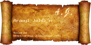 Aranyi Jolán névjegykártya